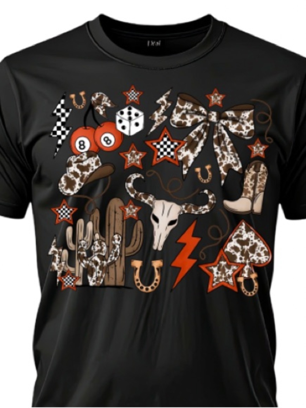 Western Mash Up Black Graphic Tee